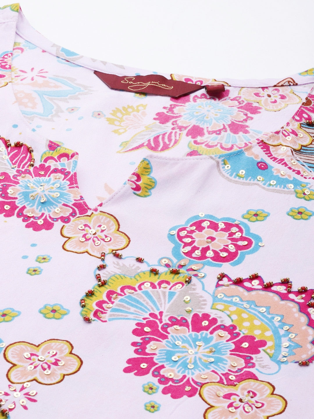 Sangria Women Floral Printed Sequinned Kurta - Distacart