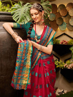 Thumbnail for Kalini Geometric Woven Design Zari Detail Saree - Distacart