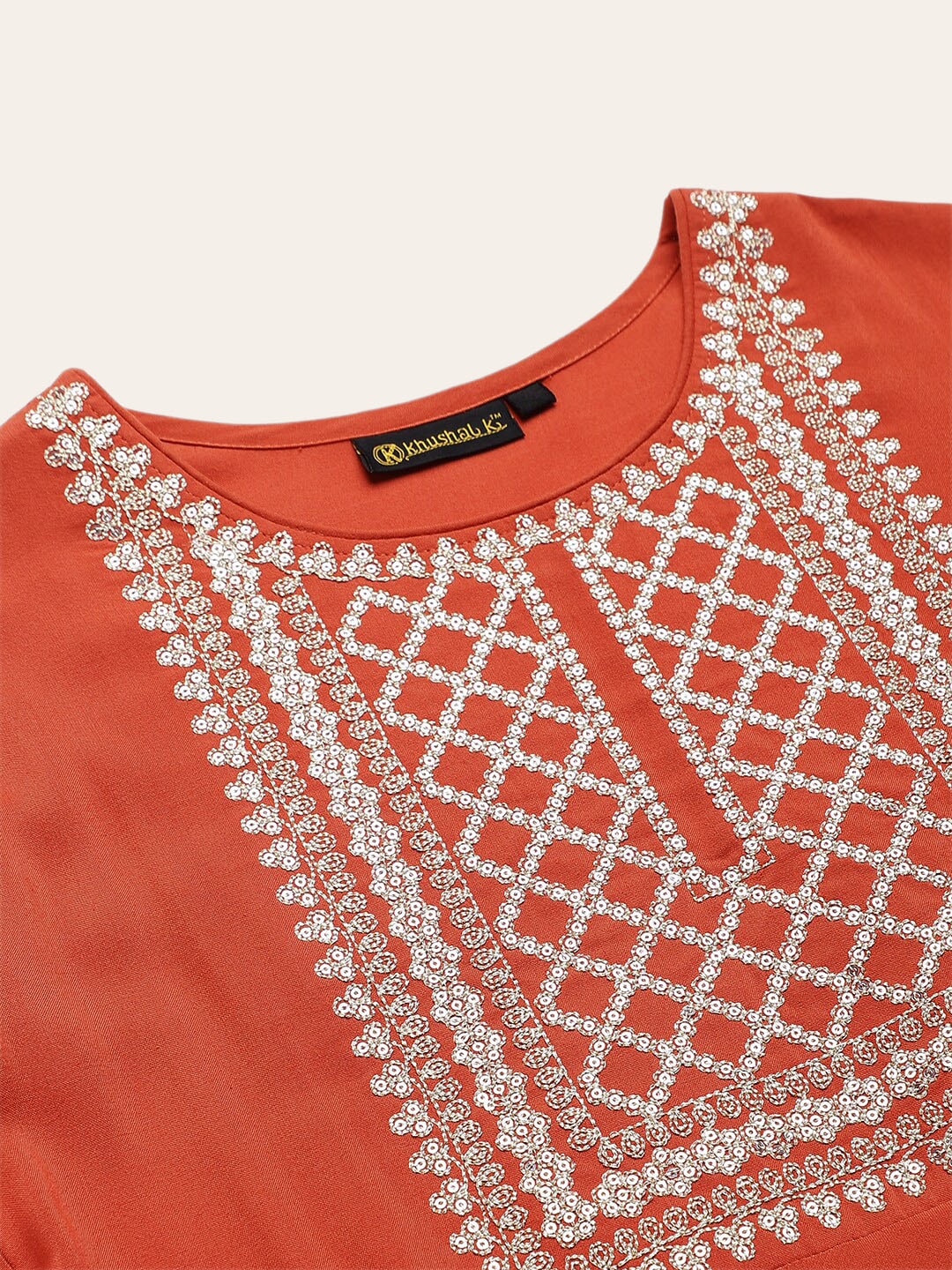 Khushal K Ethnic Motifs Yoke Design Sequinned Anarkali Kurta with Palazzos & Dupatta - Distacart