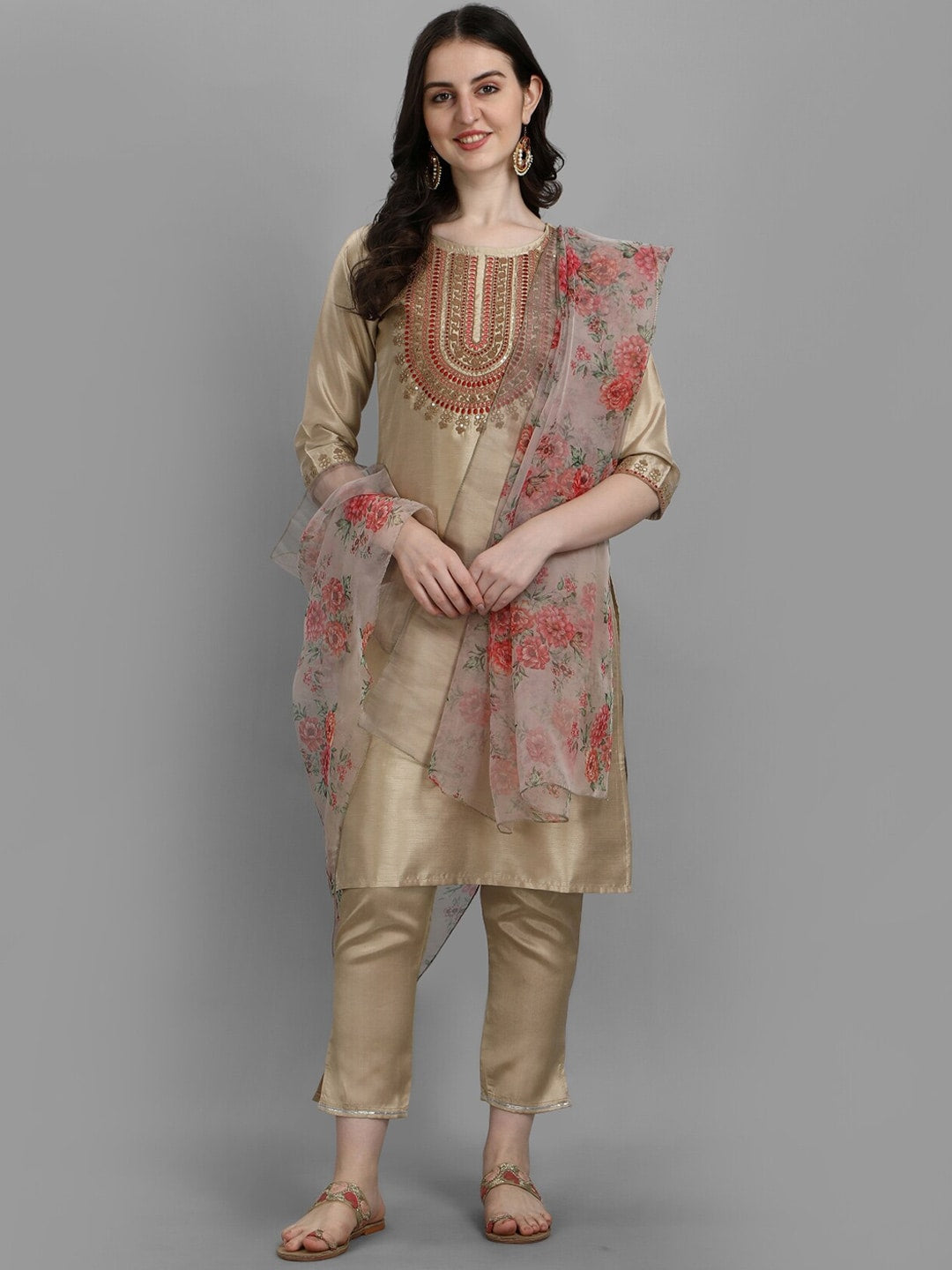 Kalini Ethnic Motifs Embroidered Sequined Kurta with Trousers & Dupatta - Distacart