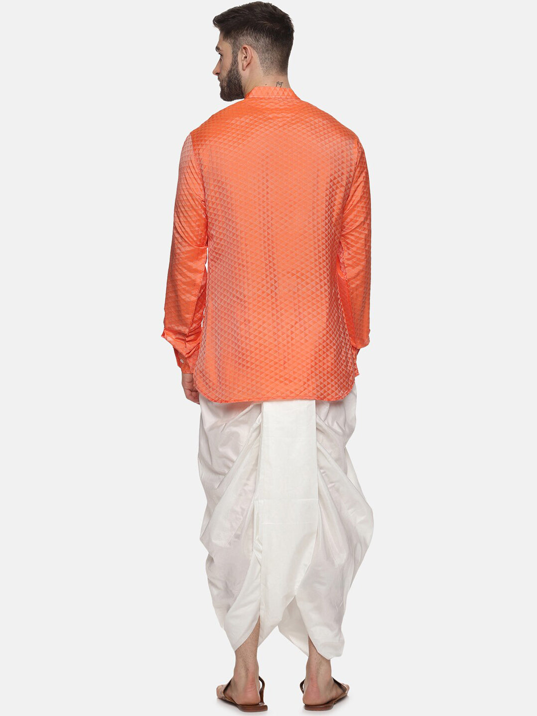Sethukrishna Men Orange Empire Kurta with Dhoti Pants - Distacart