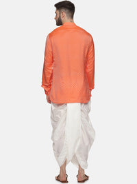 Thumbnail for Sethukrishna Men Orange Empire Kurta with Dhoti Pants - Distacart