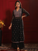 Thumbnail for Kalini Embroidered Pleated Thread Work Kurta with Sharara - Distacart