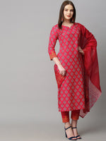 Thumbnail for Kalini Women Ethnic Motifs Printed Kurta with Trousers & With Dupatta - Distacart