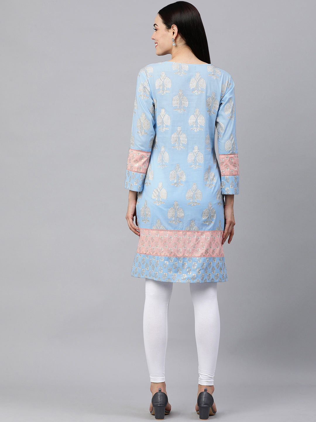 Kalini Women Blue Ethnic Motifs Printed Pure Cotton Kurta - Distacart