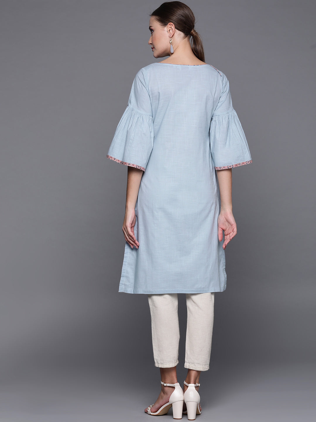 Biba Women Blue Solid Straight Kurta - Distacart