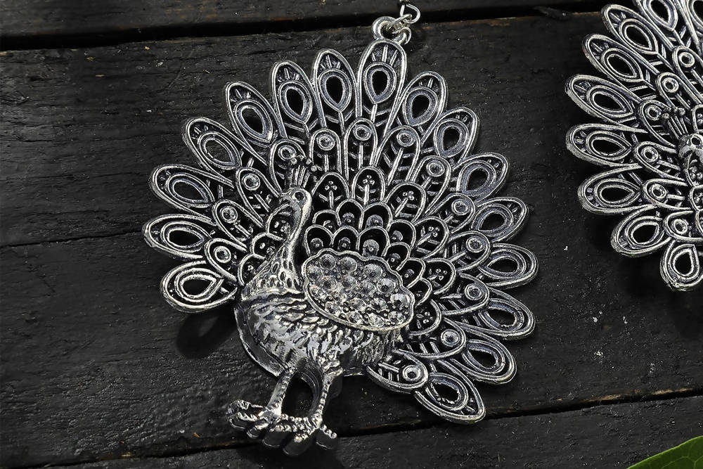 Mominos Fashion Johar Kamal Oxidised Peacock Design Earrings - Distacart