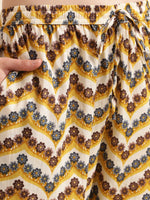 Thumbnail for Sangria Beige Floral Printed Mirror Work Pure Cotton Kurta With Trousers & Dupatta - Distacart