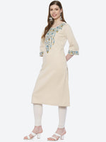 Thumbnail for Biba Women White Ethnic Motifs Embroidered Kurta - Distacart