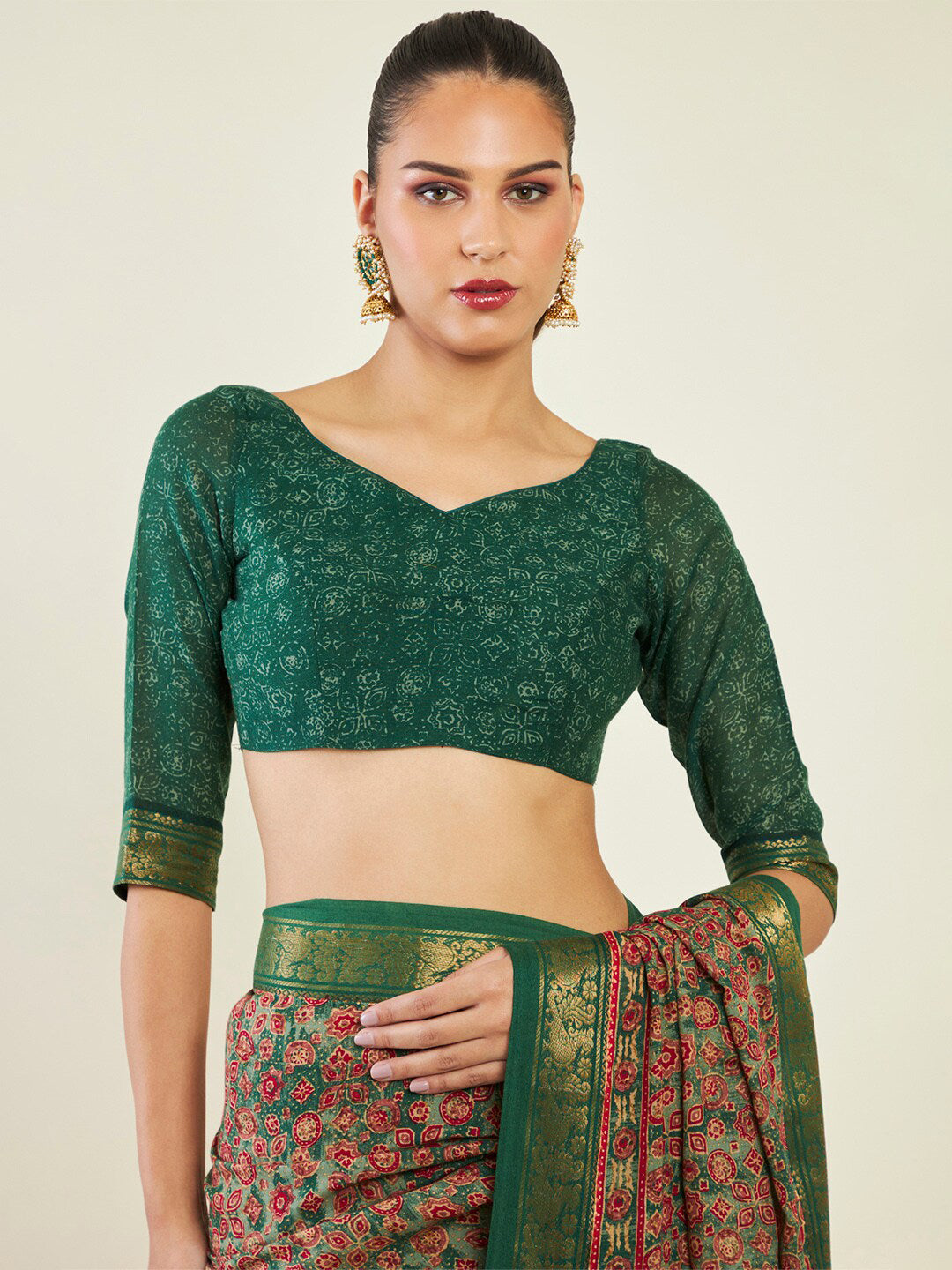 Soch Floral Printed Zari Pure Cotton Saree - Distacart