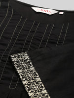 Thumbnail for Biba Women Black & Golden Pleated Yoke Design Kurti with Palazzos & Stoles - Distacart