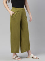 Thumbnail for Souchii Olive Green Knitted Ethnic Palazzos - Distacart