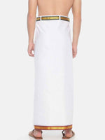 Thumbnail for Sethukrishna White Solid Readymade Pocket Dhoti For Men - Distacart