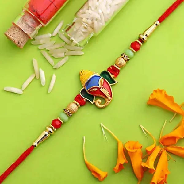 Divine Lord Ganesha Rakhi & Cashew Jar - Distacart