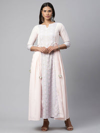 Thumbnail for Ahalyaa Women Pink Crepe Khari Print Dress - Distacart