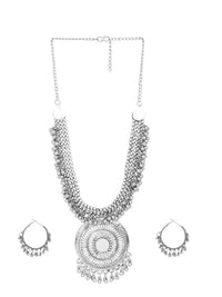Thumbnail for Cardinal Oxidized Silver-Toned Long Women Jewellery Set - Distacart