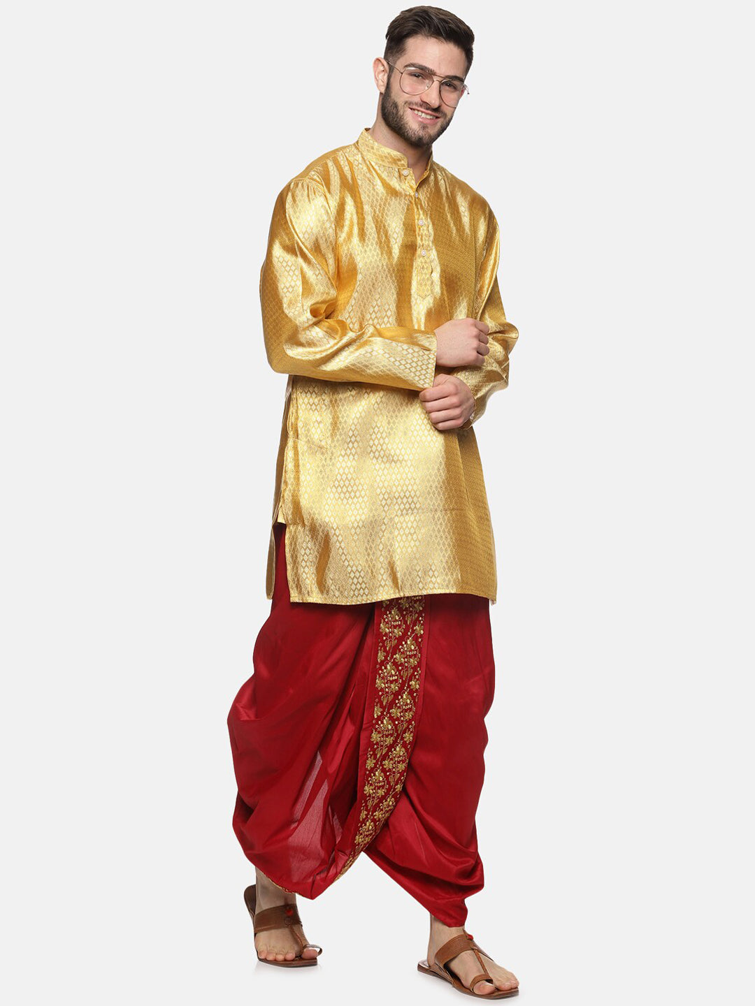 Sethukrishna Men Maroon Embroidered Dhoti Pant - Distacart
