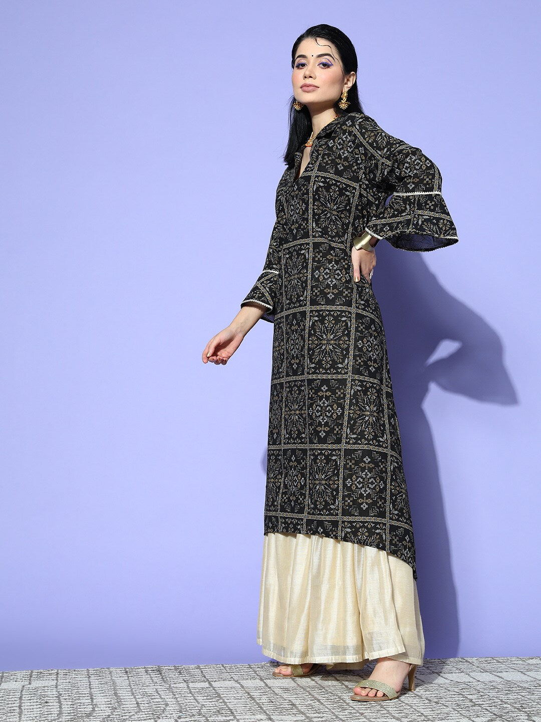 Sangria Women Black New Neckline Kurta - Distacart