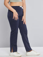 Thumbnail for Lyush Navy Fleece Brand Drawstring Track Pants For Girls - Distacart