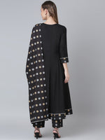 Thumbnail for Khushal K Women Black Floral Yoke Design Kurta with Palazzos - Distacart