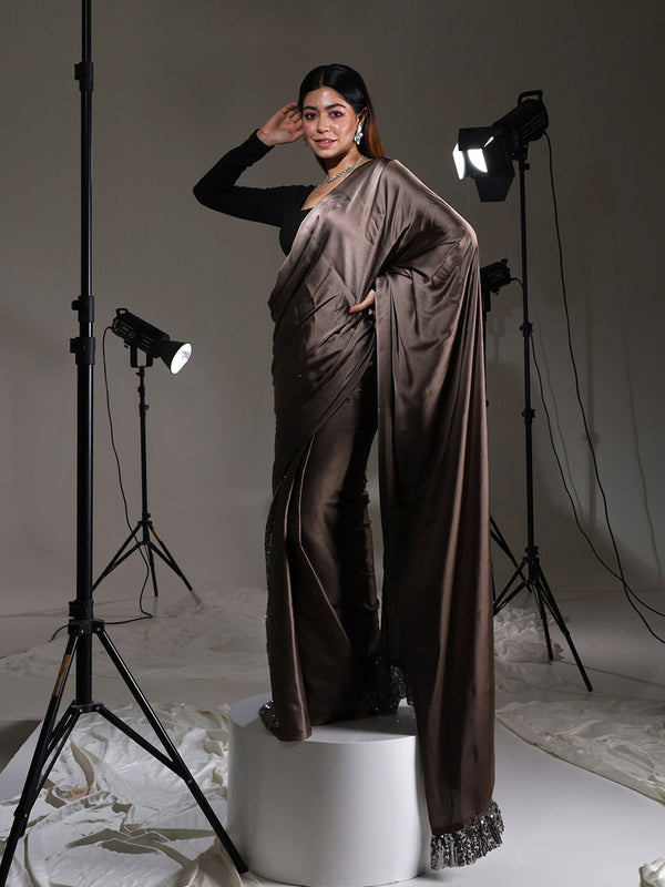 Tikhi Imli Sequinned Satin Ready to Wear Saree - Distacart