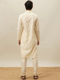 Thumbnail for Manyavar Self Design Mandarin Collar Pure Cotton Kurta With Pyjamas - Distacart