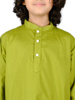 Thumbnail for Sethukrishna Boys Green Angrakha Pure Cotton Kurta with Churidar - Distacart