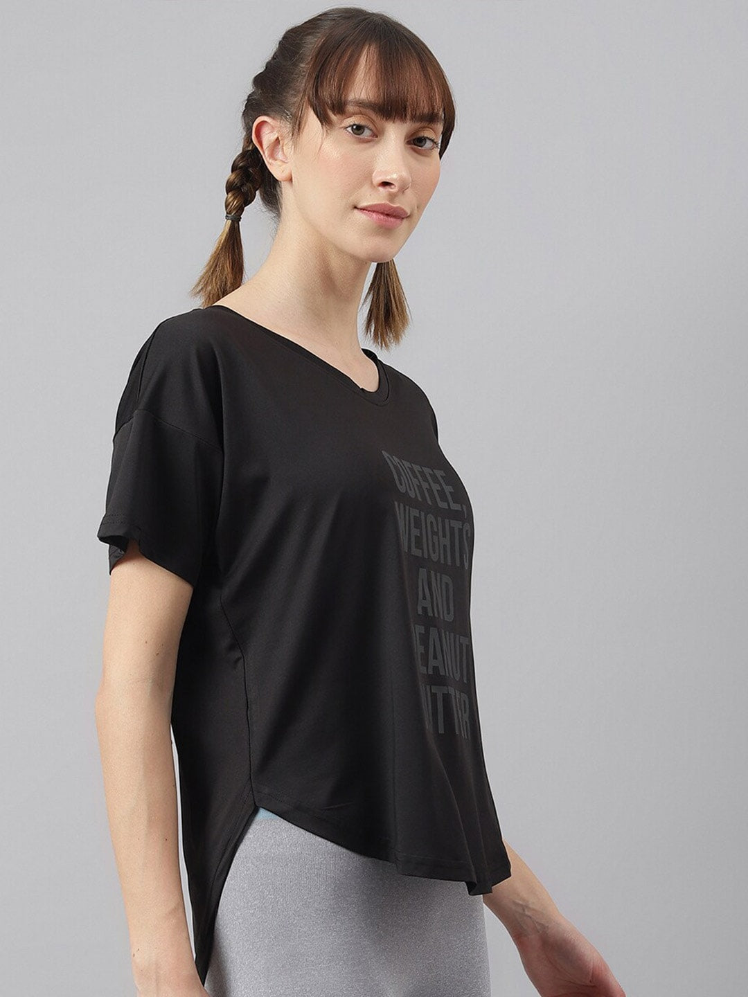 MKH Women Typography Printed Drop-Shoulder Sleeves Dri-FIT Sports T-shirt - Distacart