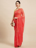 Thumbnail for Saree Mall Peach-Coloured Embellished Sarees - Distacart