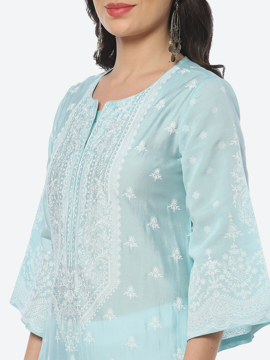 Biba Ethnic Motifs Printed Flared Sleeves Kurta - Distacart