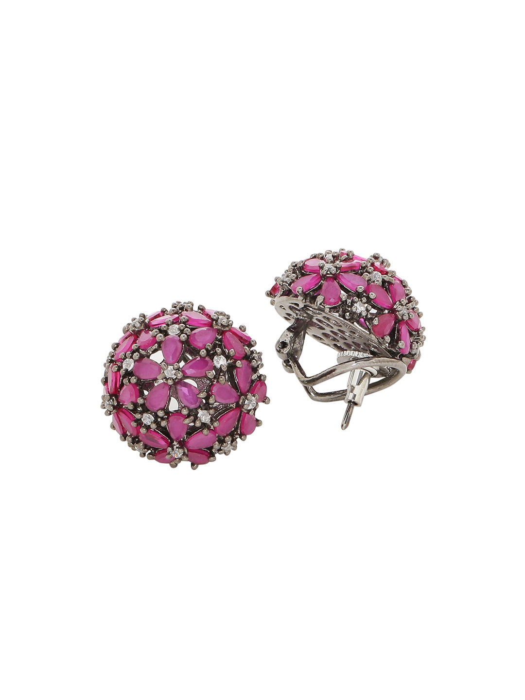 Shoshaa Maroon & Gunmetal-Toned Circular Studs - Distacart