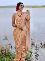 Thumbnail for Kalini Ethnic Motifs Woven Design Zari Banarasi Saree - Distacart