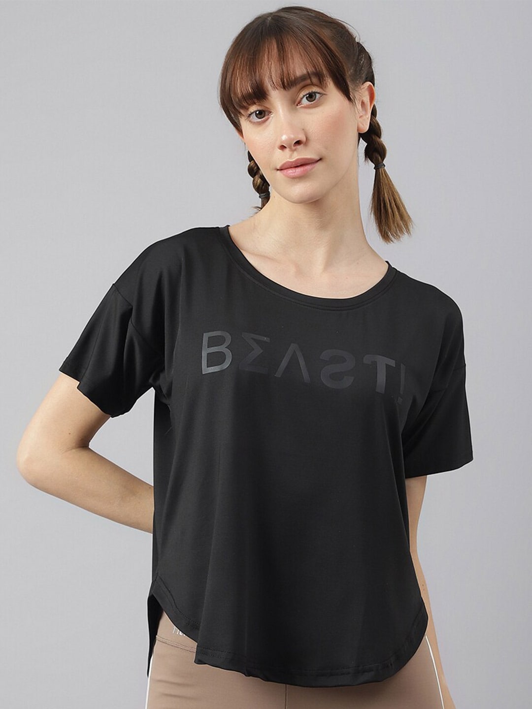 MKH Typography Printed Drop-Shoulder Sleeves Dri-FIT Sports T-shirt - Distacart