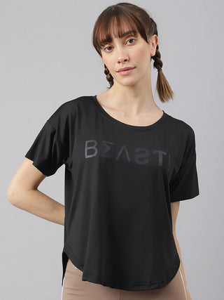 MKH Typography Printed Drop-Shoulder Sleeves Dri-FIT Sports T-shirt - Distacart