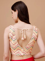 Thumbnail for Tikhi Imli Embroidered V-Neck Saree Blouse - Distacart