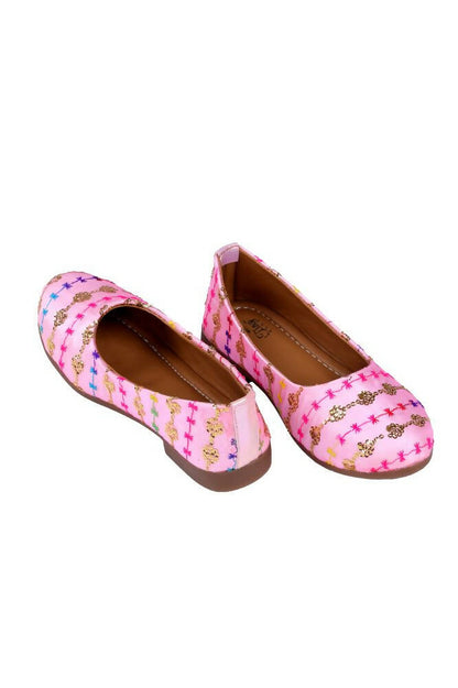 Tiny Bugs Girls Embroidered Ethnic Ballerinas-Pink - Distacart