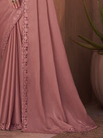 Thumbnail for Mitera Mauve Sequinned Silk Blend Saree - Distacart