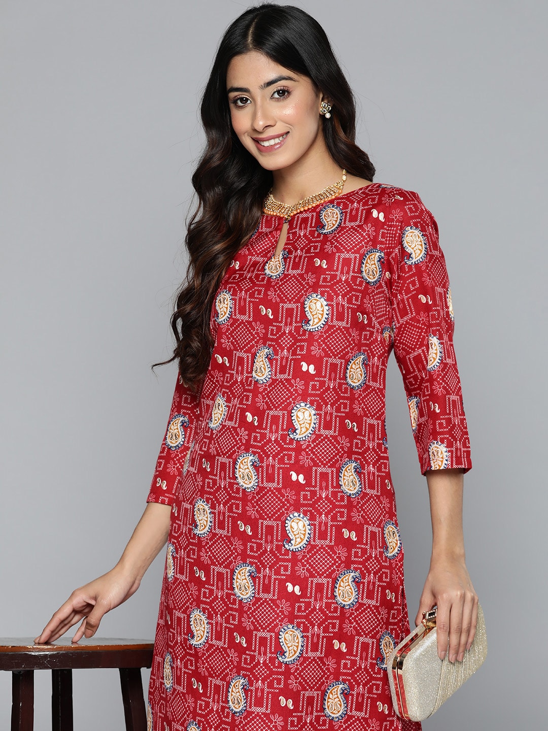 HERE&NOW Floral Printed Regular Kurta with Palazzos - Distacart