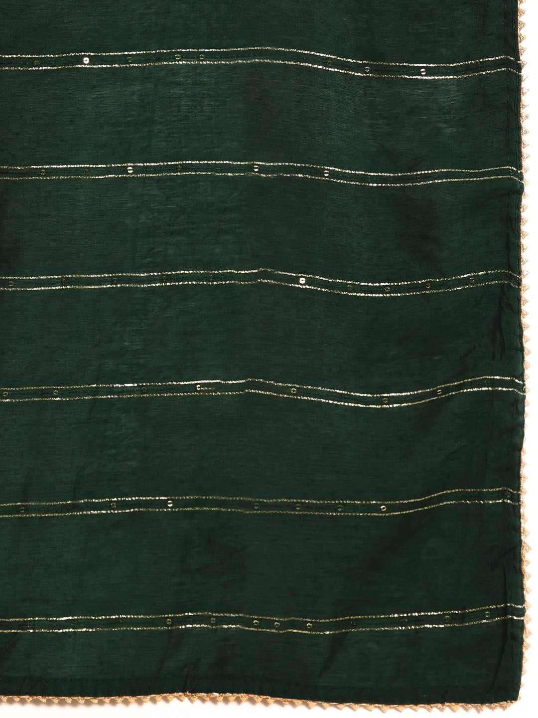Sangria Women Green & White Ethnic Embellished Beaded Kurta with Trousers & Dupatta - Distacart