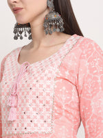 Thumbnail for Kalini Women Peach-Coloured Yoke Design Pure Cotton Kurta with Trousers & Dupatta - Distacart