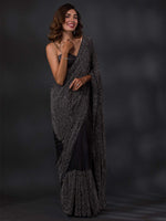 Thumbnail for Koskii Embellished Stones Work Poly Crepe Saree With Blouse Piece - Distacart