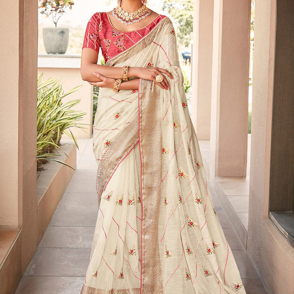 Saree Mall Floral Embroidered Sequin Embellished Zari Saree - Distacart