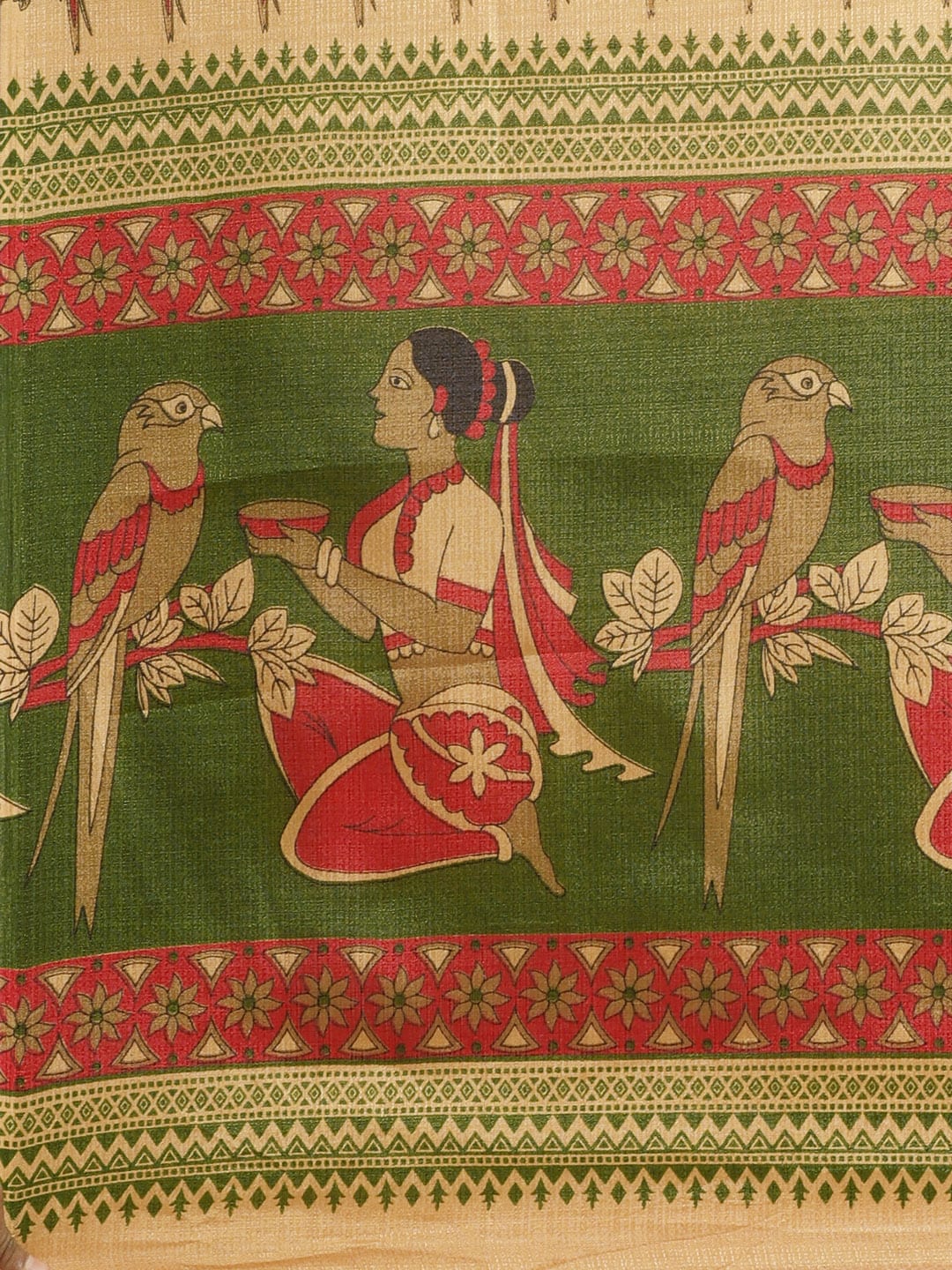 Saree Mall Beige & Red Printed Saree - Distacart