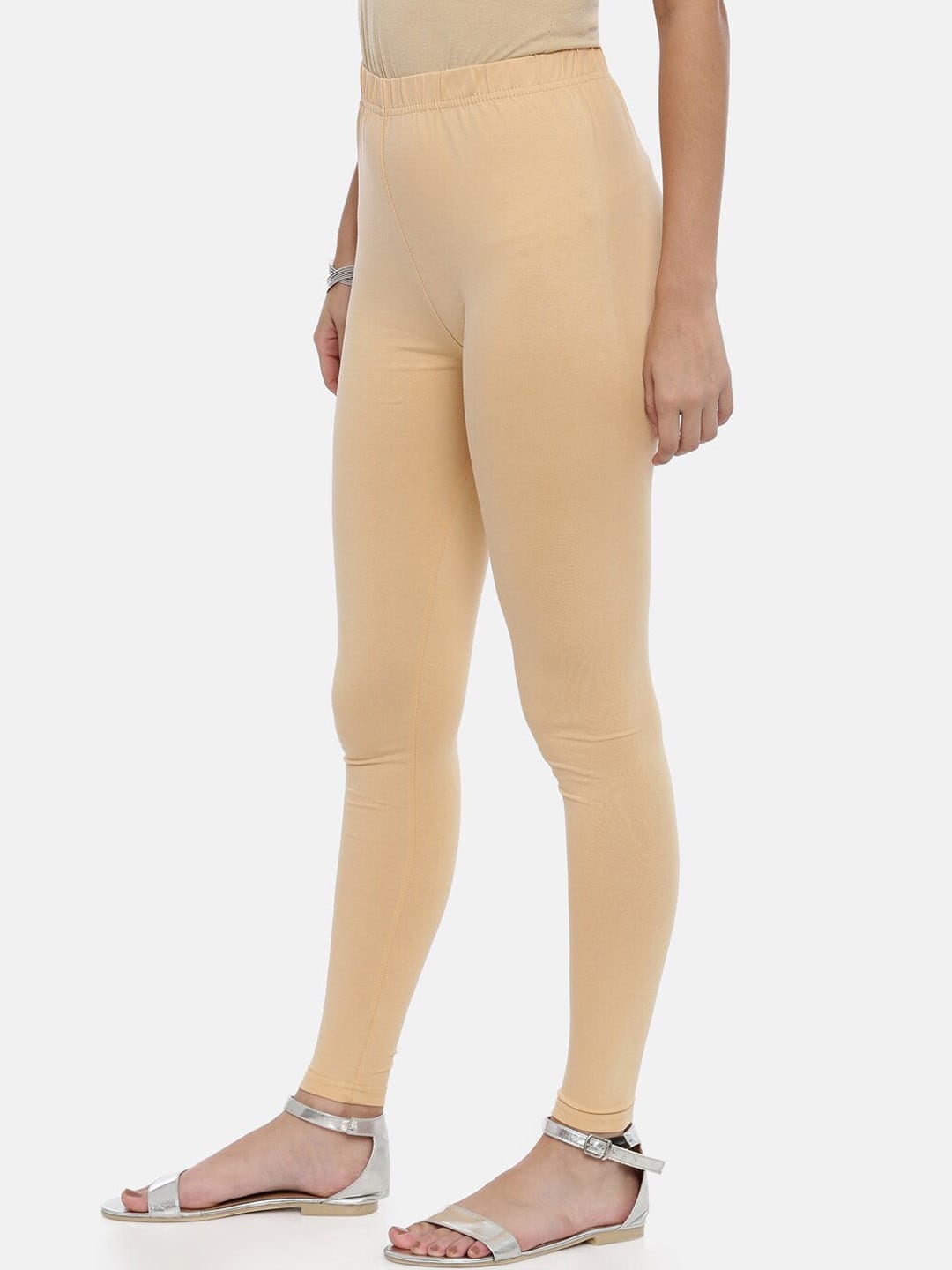 Souchii Beige Solid Slim-Fit Ankle-Length Leggings For Women - Distacart