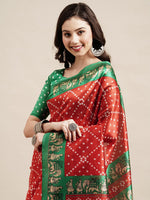 Thumbnail for Saree Mall Red & Green Bandhani Printed Saree - Distacart