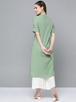 Thumbnail for HERE&NOW Women Mint Green Pakistani Style Kurta - Distacart