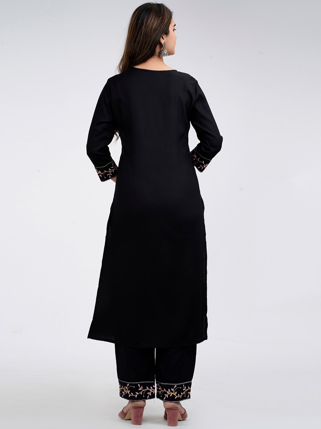 Kalini Floral Yoke Design Thread Work Kurta with Trousers & Dupatta - Distacart