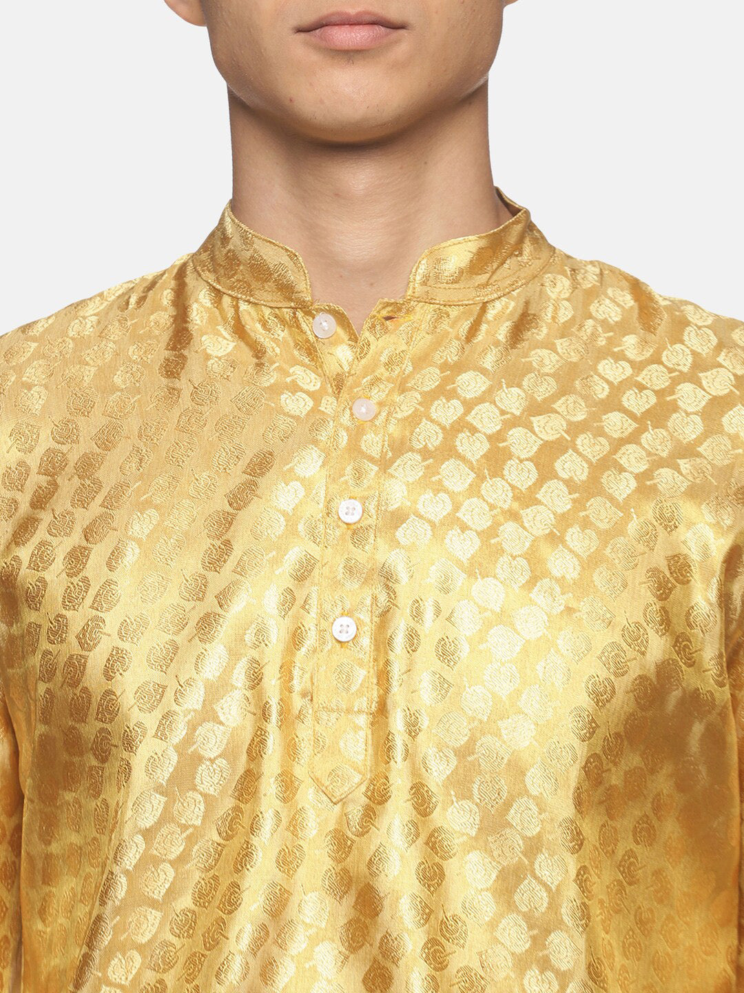 Sethukrishna Men Gold-Toned Ethnic Motifs Angrakha Kurta with Dhoti Pants - Distacart
