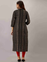 Thumbnail for Kalini Women Black & Gold-Toned Striped Kurta - Distacart