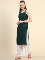Thumbnail for Kalini Women Paisley Embroiderd Chikankari Sequinned Georgette Kurta - Distacart